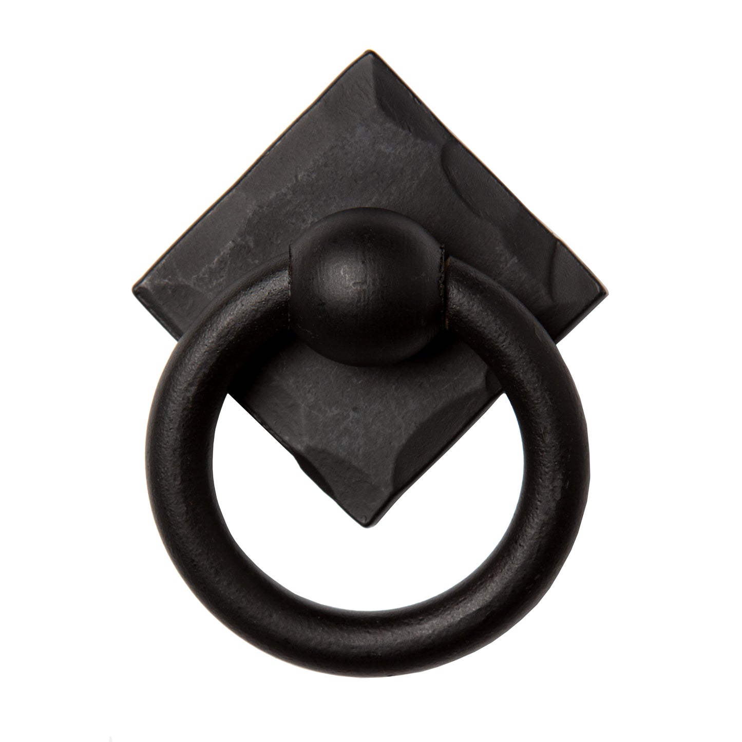 Wrought Iron Ring Pull with Square Back Plate