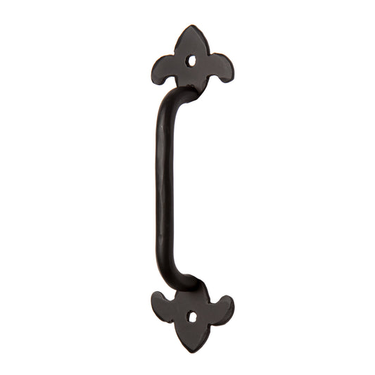 Wrought Iron Drawer Pull with Fleur de Lis ends