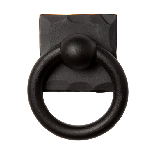 Wrought Iron Ring Pull with Square Back Plate