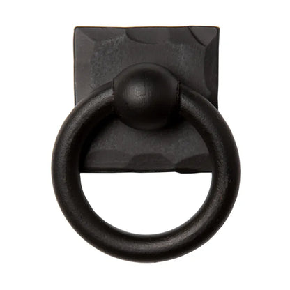 Wrought Iron Ring Pull with Square Back Plate