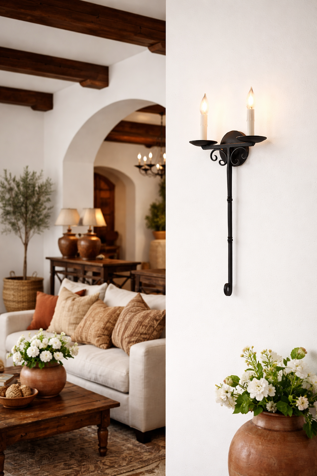 Applique murale toscane à double lumière