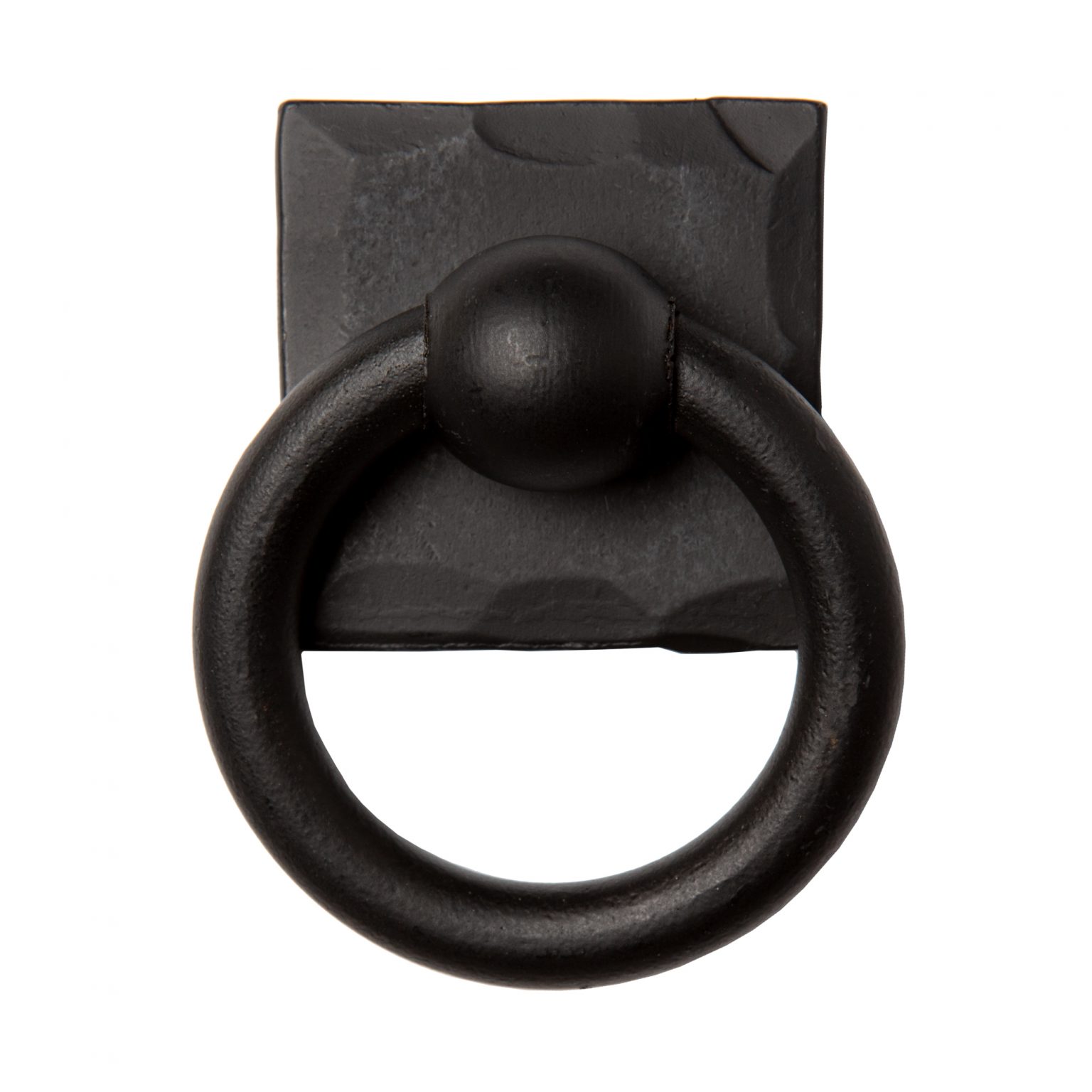 Wrought Iron Ring Pull with Square Back Plate - Paso Robles Ironworks