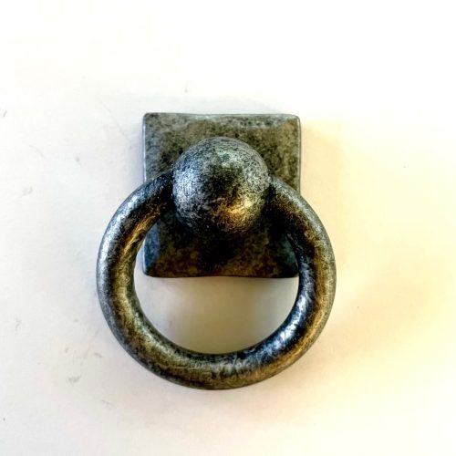 Square Plate Ring Pull in Aged Silver Finish